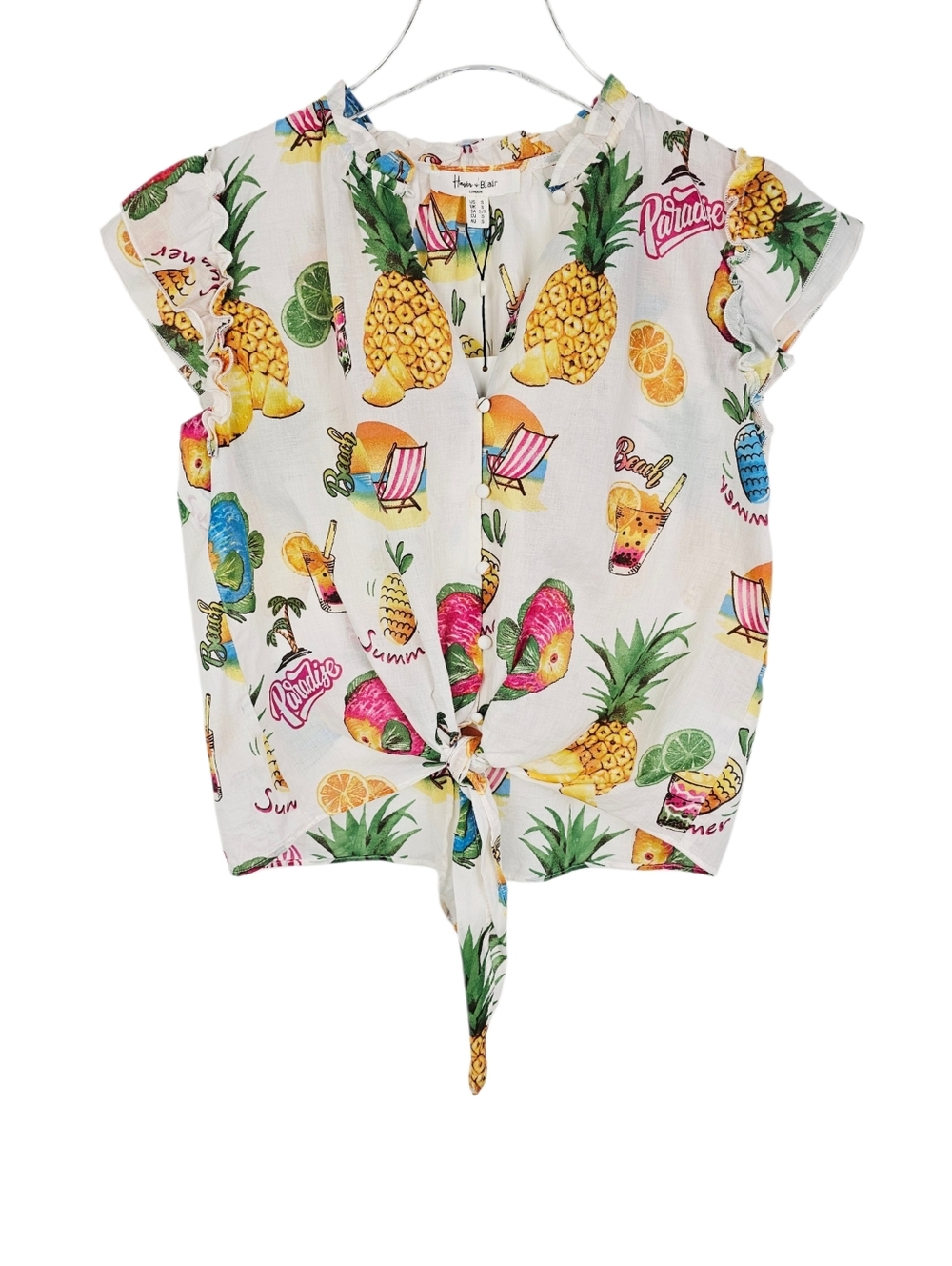 Haver & Blair Tropical Beach Lightweight Tie Front Top NWT
